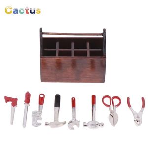 1 Set 1:12 Dollhouse Miniature Hammer Wrench Toolbox Handgjorda Mini Repair Tools Set Toys Model Doll House Garden Accessories