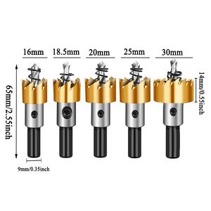 5pcs HSS Matkap Bitleri 16 18.5 20 25 30mm Set Titanyum Kaplamalı Delik Reamer Sac Punch Bitler Kesme Sondaj Güç Punch Aletleri