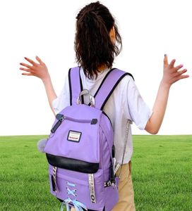 Stora gröna ryggsäckar Kvinnors skolryggsäck för tonårsflickor USB -skolväska Canvas Middle Junior High College Student Bagpack1107398