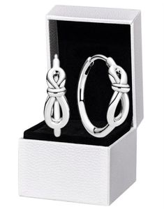 925 Sterling Silver Infinity Knot Hoop örhängen Originallåda för kvinnor flickor örhänge9527851