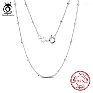 Kedjor Orsa Jewels Real 925 Sterling Silver Side Chain Halsband med 2 mm kulpärlor för kvinnor Fina födelsedagsmycken Gift SC22