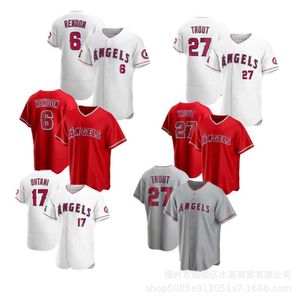 Maglie da baseball Angeli Trota#27Ohtani#17 Red, Grey Bianco Nome giocatore uniforme