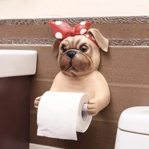 Estatuetas decorativas Pug Dog Roll Setors Resina papel Toalha Toalha Banheiro Modern Banheiro Prateleira Punto do gancho grátis