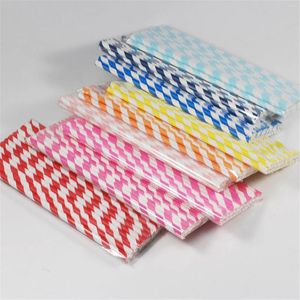 Engångskoppar Straws Retro Stripe Paper Drinking Vintage Polka Party Wedding Birthday Straw Flexible For Drinks Kitchen Accessories