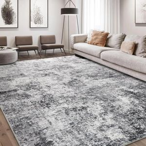 Carpets Area Rug Living Room Rugs - 6x9 Large Soft Indoor Neutral Modern Abstract Low Pile Washable Carpet For Bedroom Dining F