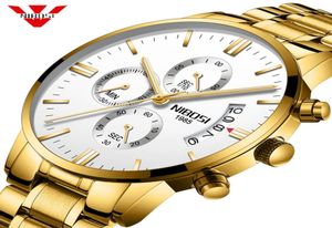 Nibosi assistir homens luxuosos famosos relógios Top Brand Men039s Moda Casual Dress Watch Gold Gold Quartz Relógio Relógio de pulso SAA9145932