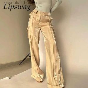 Женские брюки Capris Fashion Casual Loak Pocket Carge Banns 2024 Spring Tie Street Street Straight Bunders Жена