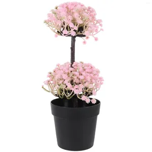 Dekorativa blommor Konstgjorda krukväxter Simulerade gipsophila plastgrön bonsai rekvisita stationära ornament faux