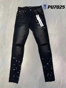 Мужские джинсы 2023 Пурпурная твердая уличная одежда мода черная джинсовая джинсовая строй