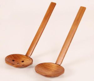 Japanese style Wooden Spoon Long Handle Colander Long Handle Utensils Ramen Soup Spoons Tableware Kitchen Utensil Tools1249191