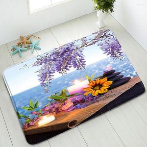 Bath Mats Zen Stone Mat Ocean Flower Bamboo Leaves Non-Slip Floor Bedroom Kitchen Doormat Indoor Home Carpet Absorbent Foot Pad