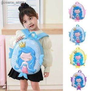 Mochilas Cartoon Mermaid Backpack Jardim de infância EVA Eggshell Saco de crianças de 2 a 5 anos de idade para meninas da escola Backpack infantil Y240411