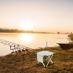 Bancas dobráveis portáteis Pequena cadeira de viagem leve com banco de pesca de bolso de armazenamento lateral para camping para caminhadas ao ar livre