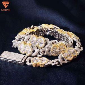 2024 Hiphop S925 Baguette Iced Out Necklace Dollar Money Symbol Double Color 925 SLIVER VVS Moissanite Cuban Link Chain