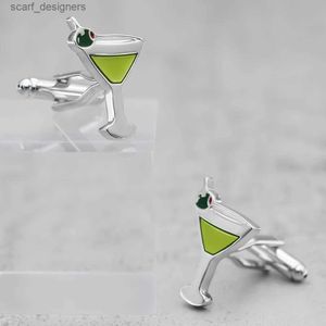 Cuff Links Nove Creative Brinking Cup Cocktail Green Cocktail Gufflink Elegante Camicia da uomo Accessori per camicia da uomo Regali di matrimonio Y240411