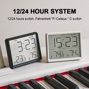 Ultra Thin Digital Alarm Clock Wall Mounted LCD Display Electronic Wall Clock Magnetic Design Thermometer Meter Fuidity Monitor