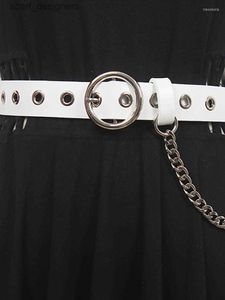 Cinture cintura11 en pu putta in pelle metallo anulare della cintura anulare catena ideale femmina di moda regolabile a colore solido 2023 1495 Y240411