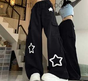 여성용 바지 Capris LTI 포켓 스타 여성을 위해 너무 많이 인쇄 Y2K Loose American Trend Retro Straight Casual High Wide Leg Pants C240411