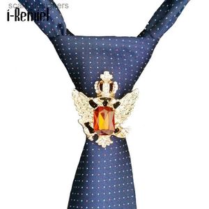 Cravatte cravatta alla moda aquila aquila con fibbia anello cristallo acqua diamante camicia in metallo clip decorativo gioielli decorativi accessori da uomo y240411