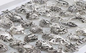 Wholesale 20pcs/Lots Mix Owl Dragon Wolf Elephant Tiger Etc Animal Style Antique Vintage Jewelry Rings for Men Women 2106239666898