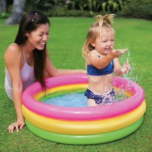 Round Inflatable Swimming Pool PVC Float Accessories Play Sensory Place Mat Tricyclic Rainbow Paddling Pool Tub Children Toy 240328