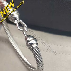 Charm Silver Bracelets Twisted hook Cuff Bangle Bracelet Fashion Men 5MM Wire Woman Designer Cable Mens Jewelry Exquisite Simple Jewelry Accessories Women SQOH