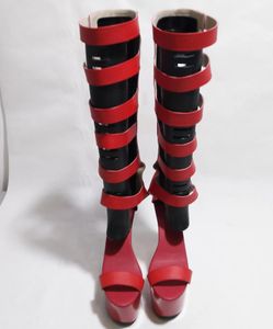 Dans Ayakkabıları Kadın Moda Peep Toe Parlayan Altın Rhinestone Strappy Yüksek Topuk Ayak Bileği Sargı Gladyatör Düğün 17cm