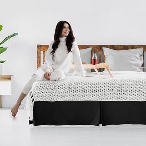 Premium Elegant Tailored Center & Corner Pleats Bed Skirt With Platform-Fade Resistant Fabric-22 Inch(55cm) Drop Bedspread