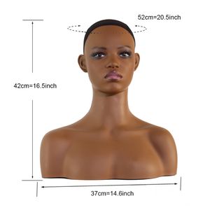 Plussign African Foam Mannequin Head for Wigs Display Wig Head Mannequin med Stand Hole Female Mannequin Head med axlar