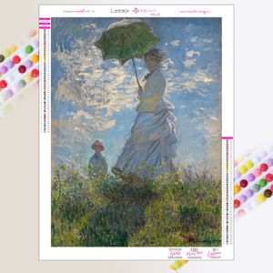 Женщина с парасолом Клод Монеты 5D DIY DIY Diamond Painting Kit Комплект для вышивки алмаз