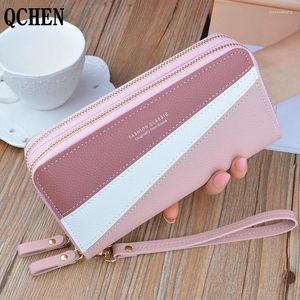 Evening Bags Women's Wallet Good Fashion Ladies Mobile Phone Long Coin Card Money Color Matching Double Zipper In Hand Strap Features 580