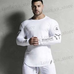 Men's T-Shirts Men Bodybuilding Long Slve Shirt Male Casual Fashion Skinny T-Shirt Gym Workout Ts Tops Running Quick Dry Clothing T240411