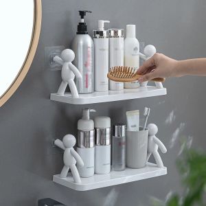 Badrumshylla vägghängande dusch kosmetisk förvaring rack toalett arrangör kök kryddor burkar förvaring stativ hållare heminredning