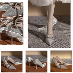 Dress Shoes Eilyken Gold Silver Women Pumps Slipper Fashion Pointed Toe Shallow Stiletto High Heel Slingback Mules