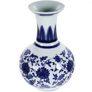 Vases Blue And White Porcelain Vase Simple Ceramic Desktop Flower For Arrangement Small Decor Tabletop Retro Container