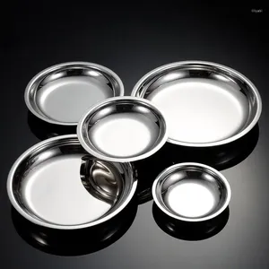 Plates Flat 304 Stainless Steel Dining Sauce Serving Dishes Sets Meal Tray Tableware Table Decoration Fruit Vegetables Kitchen