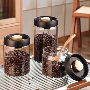 Kaffebönor glas burk hushåll vakuum förseglad tank matlagring arrangör hushåll kök containrar fuktsäkra flaskor 240411