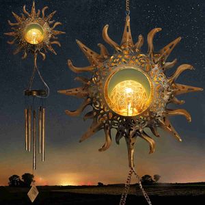 Konst och hantverk vindklockor utomhus Lowin Moon Sun Stars Solar Lowin Wind Chim Metal Tubes Wind Bells For Home Decor Waterproof Chimes IFT L49