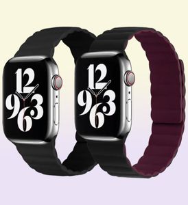 Magnetyczny silikonowy pasek do zegarków 44 mm 40 mm seria 7 6 5 4 SE Zamienna opaska bransoletki dla iWatch 3 2 42 mm 38 mm 2205188175420