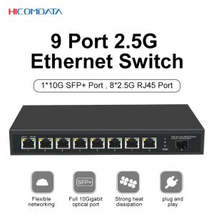 Anahtarlar 1 SFP+ 10Gigabit Uplink Port 8 RJ45 2.5G Port Ethernet Anahtarı 2.5G Baset Ağ Anahtarlayıcı Hub İnternet Splitter Fansız