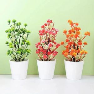 Decorative Flowers Artificial Bonsai Colorful Fake Plant Leaf Potted Flower Ornaments Potting Plants For Indoor Bedroom Home Garden Deco