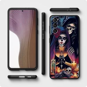 Catrina Bella Rose Girl Skull Skull Black Phone Case per Samsung Galaxy S24 S21 S22 S23 Ultra S20 Fe S10 Plus S10E S9 + Silicone S