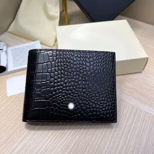 Luxury Designer Crocodile Original Men's Wallet Top Quality Cowhide Original Box Father's Day Gift Dubbelskikt Kortklipp Fashion USD Wallets Pocket ID Dokumentuppsättning