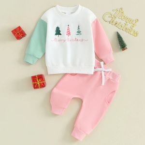 Hosen Mababy 3m3y Weihnachten Neugeborene Kind Mädchen Kleidung Sets Weihnachtsbaum Langarm Tops Hosen Weihnachtskostüme Outfits D05