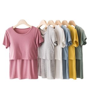 Mulheres Camiseta amamentando para grávida Manga curta pós-parto Mommy Home Tops