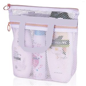 Storage Bags Mesh Shower Tote Bag Portable With Handle Bath Organizer For Travel Camping Quick Dry Zipper