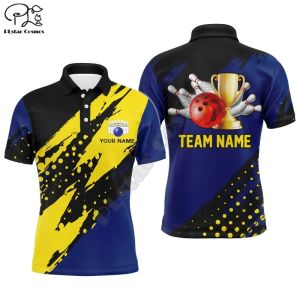 Custom Bowling -Shirt für Männer Kingpins Grüne Polo Bowling -Hemd mit Namen, Men Bowler Jersey League 3D -gedruckte Polo -Hemden Tees