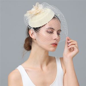 Donne affascinanti Face per capelli velo Clip Cappello Bowler Bowler Feather Fette di matrimonio Festa Nuova copricapo Accessori per capelli per matrimoni