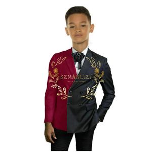 Conjuntos de Chaqueta Jungen Tuxedo Hochzeitsanzug 2 Stück Kinder Colorblock Blazer Hosen formelle Jacke Set Kids Kleidung Jungen Blazer