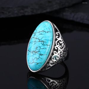 Кластерные кольца винтажные бирюзовые полые дизайнерские кольцо 925 стерлинговое серебро серебряные украшения для женщин для женщин.